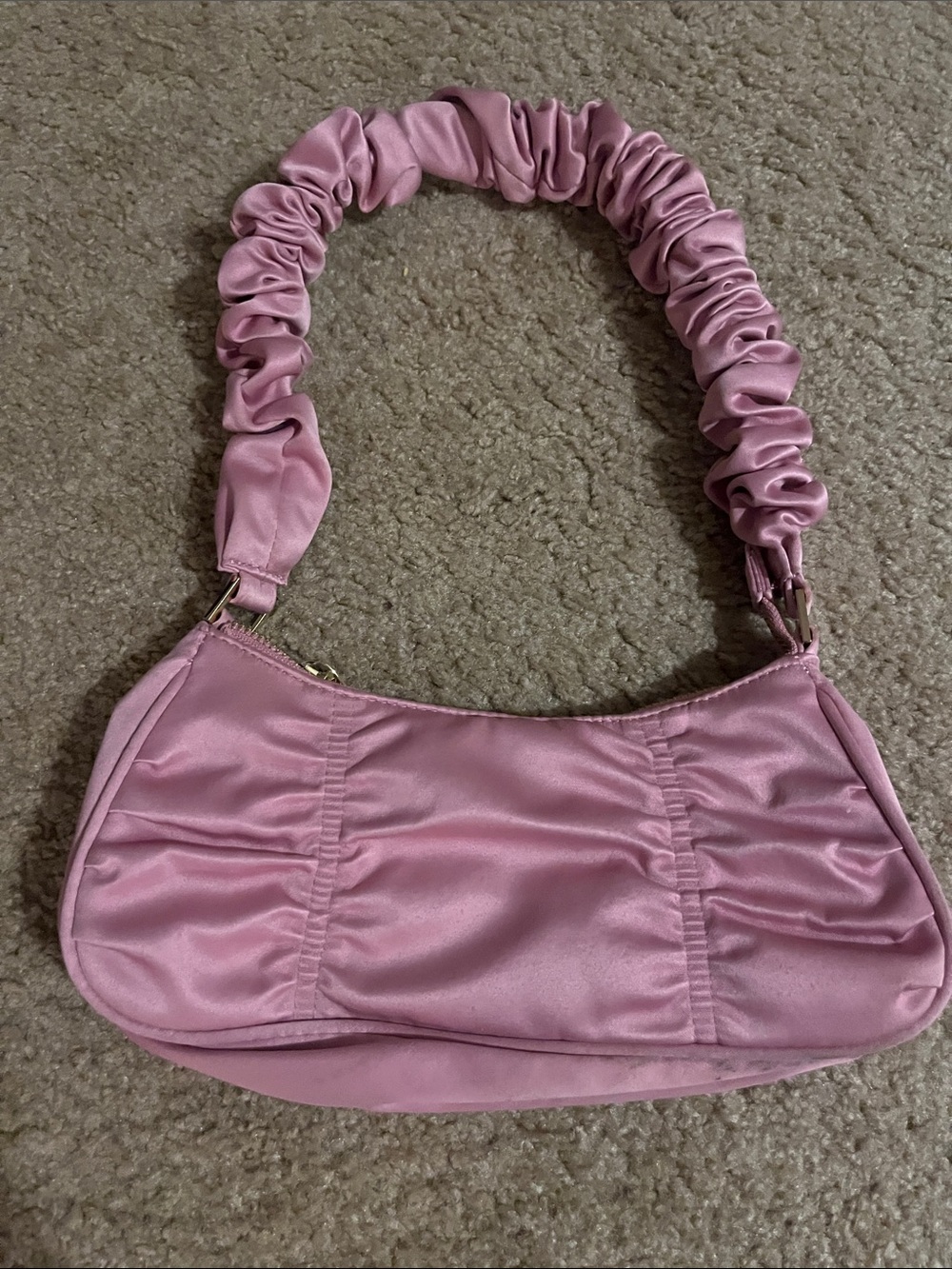 wild fable Pink Satin Ruched Shoulder Bag with Scrunched Strap